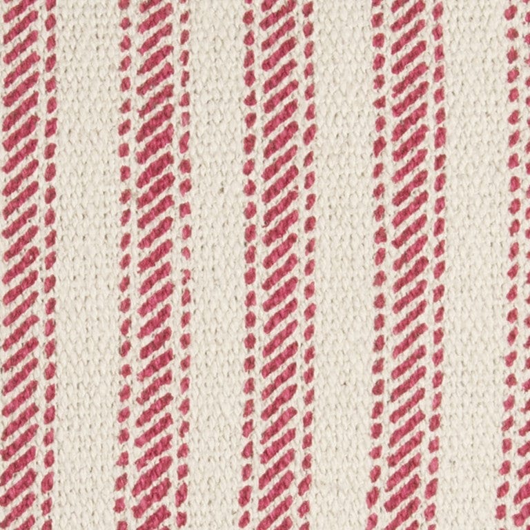 20" Red and Natural Ticking Stripe Cotton Throw Pillow - Homeroots