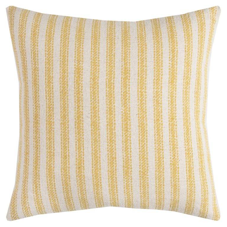 Yellow Natural Ticking Stripe Throw Pillow - Homeroots - Flyclothing LLC