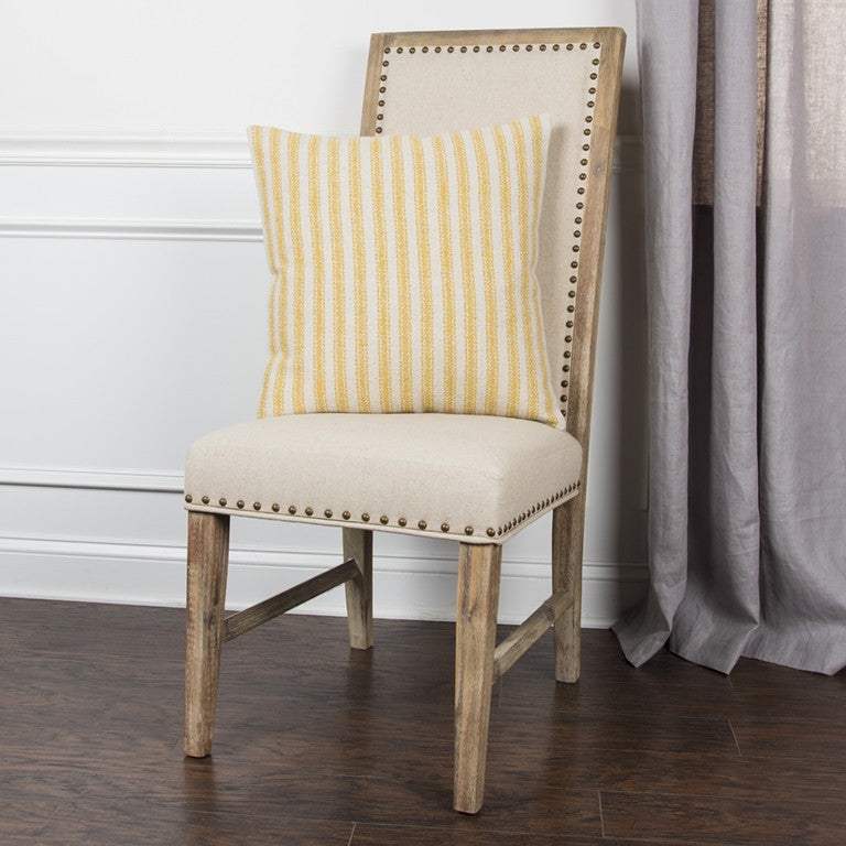 Yellow Natural Ticking Stripe Throw Pillow - Homeroots - Flyclothing LLC