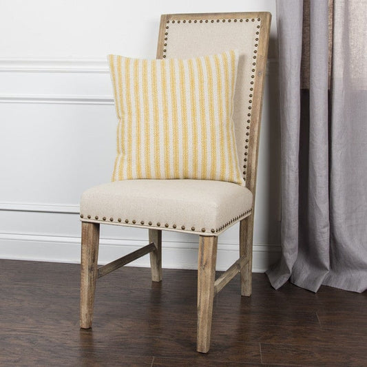 Yellow Natural Ticking Stripe Throw Pillow