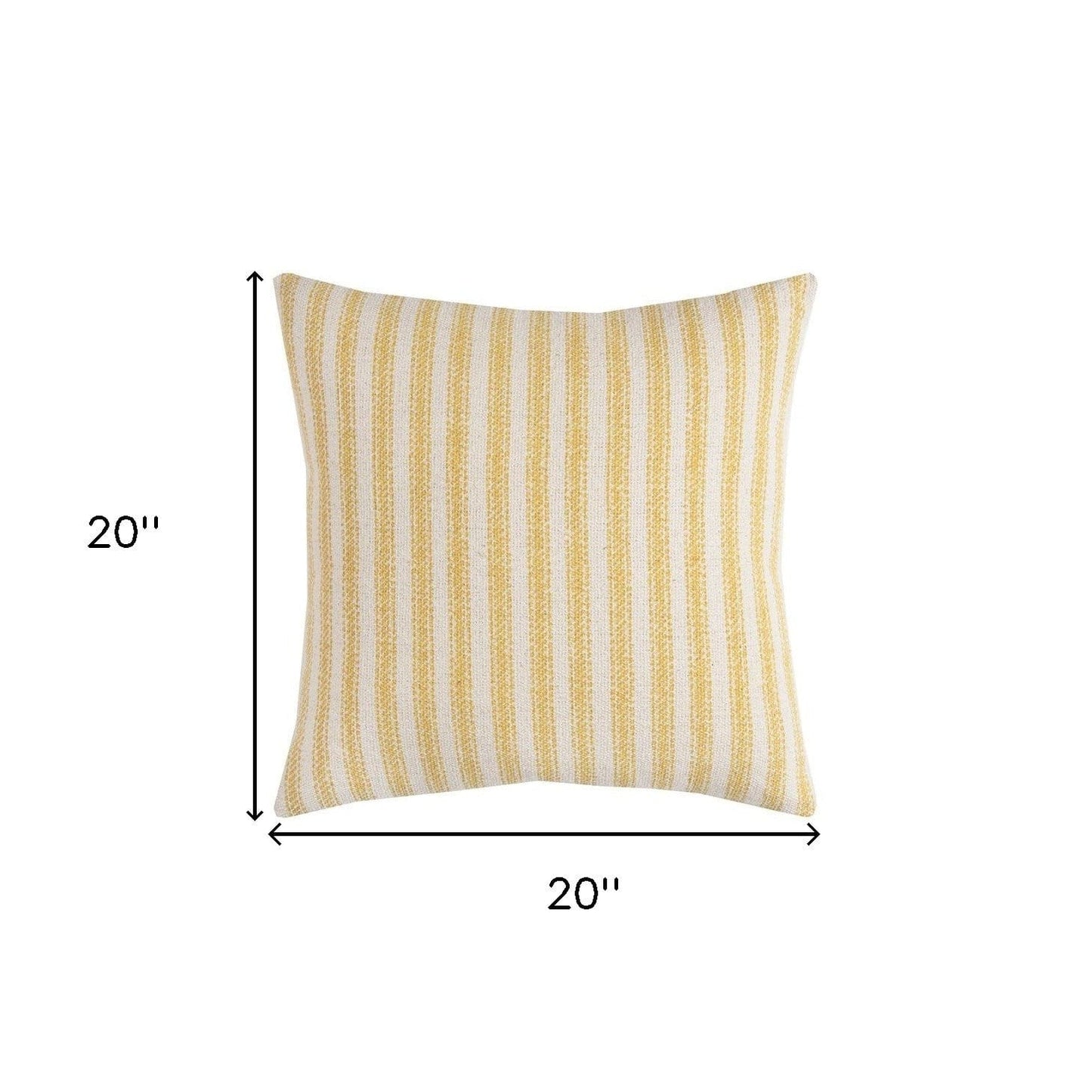 Yellow Natural Ticking Stripe Throw Pillow - Homeroots - Flyclothing LLC