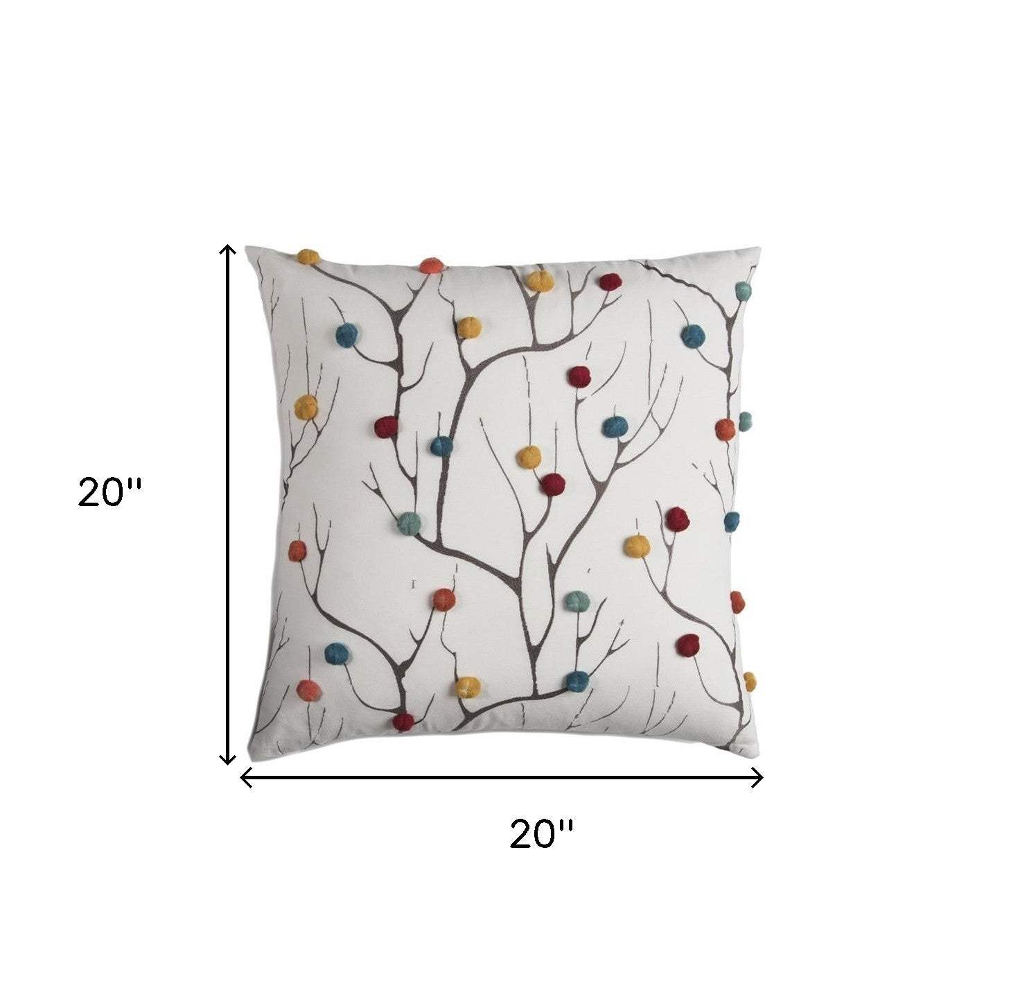 Set of Two 20" X 20" Brown Indoor Outdoor Throw Pillow Cover & Insert with Pom Poms - Homeroots - Flyclothing LLC