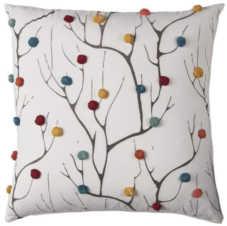 Set of Two 20" X 20" Brown Indoor Outdoor Throw Pillow Cover & Insert with Pom Poms - Homeroots - Flyclothing LLC