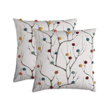 Set of Two 20" X 20" Brown Indoor Outdoor Throw Pillow Cover & Insert with Pom Poms - Homeroots - Flyclothing LLC