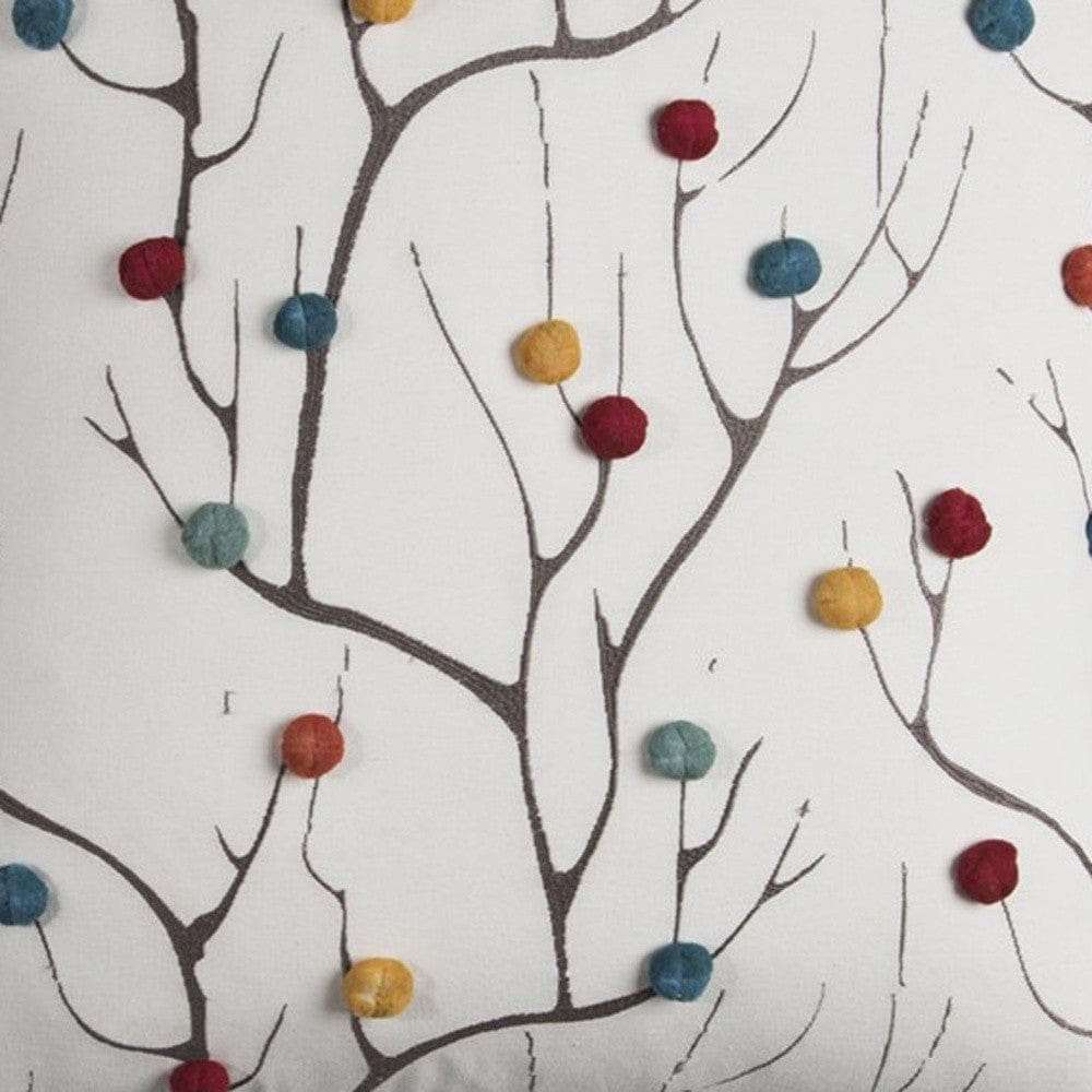 Set of Two 20" X 20" Brown Indoor Outdoor Throw Pillow Cover & Insert with Pom Poms - Homeroots