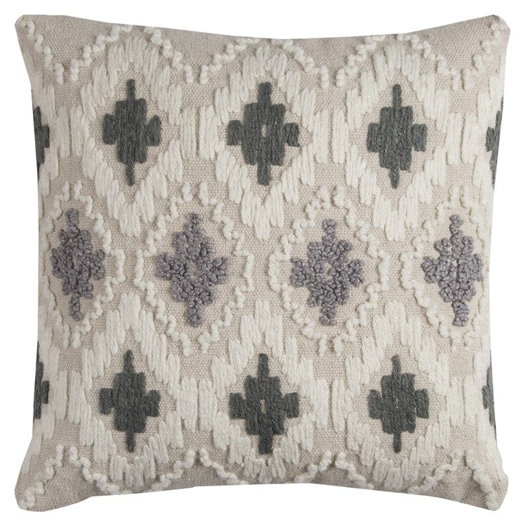 Gray Beige Classic Ikat Pattern Throw Pillow - Homeroots