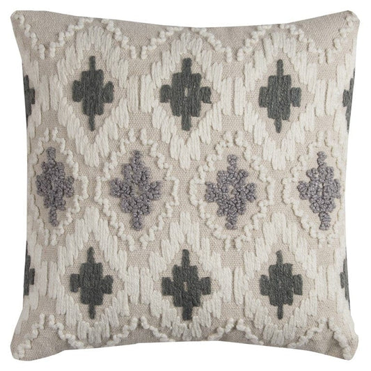 Gray Beige Classic Ikat Pattern Throw Pillow - Homeroots