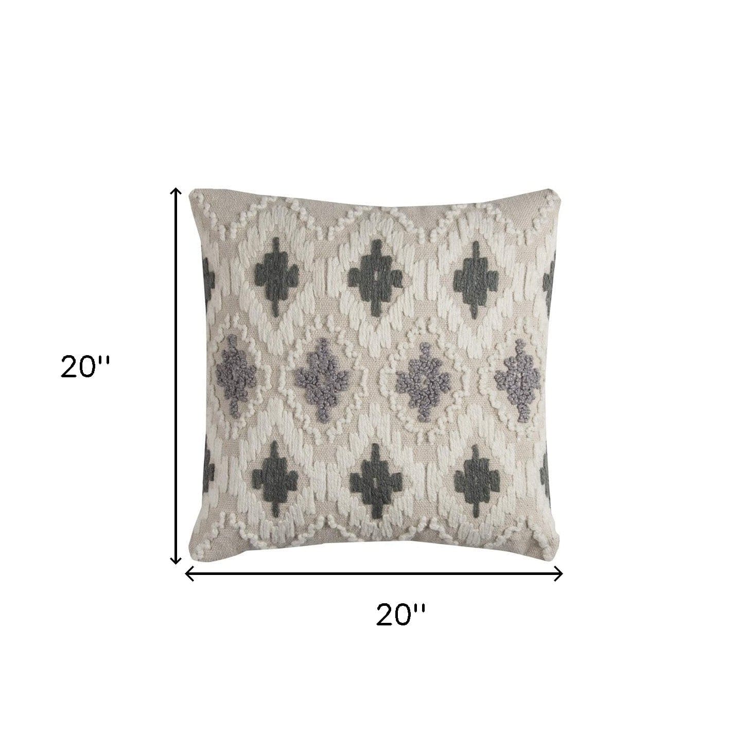 Gray Beige Classic Ikat Pattern Throw Pillow - Homeroots
