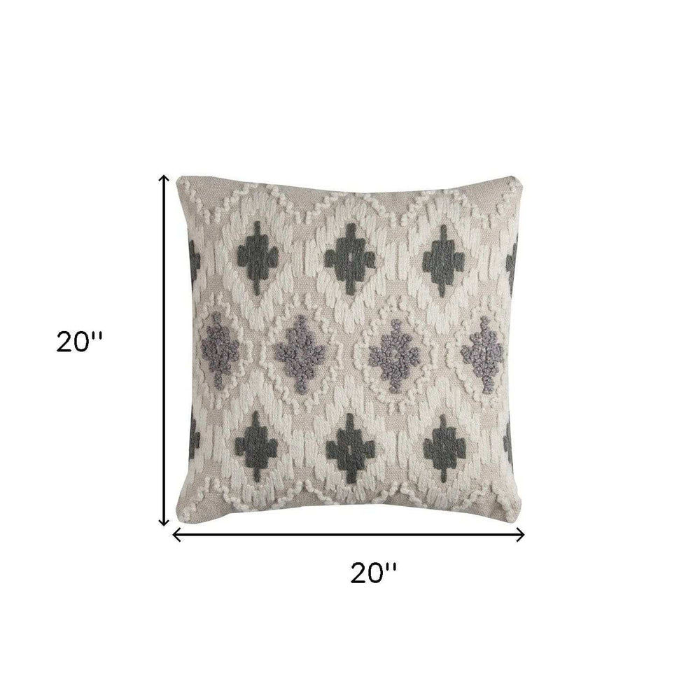 Gray Beige Classic Ikat Pattern Throw Pillow - Homeroots - Flyclothing LLC