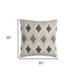 Gray Beige Classic Ikat Pattern Throw Pillow - Homeroots