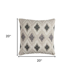 Gray Beige Classic Ikat Pattern Throw Pillow - Homeroots