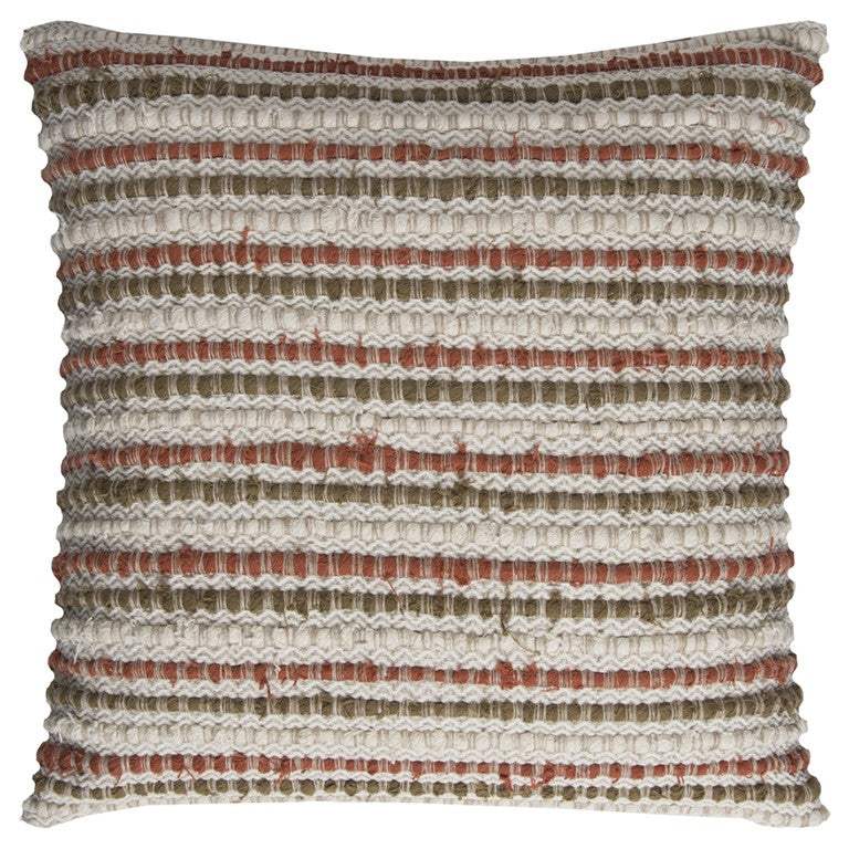 Brown Beige Nubby Texture Bands Throw Pillow - Homeroots - Flyclothing LLC