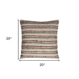 Brown Beige Nubby Texture Bands Throw Pillow - Homeroots - Flyclothing LLC