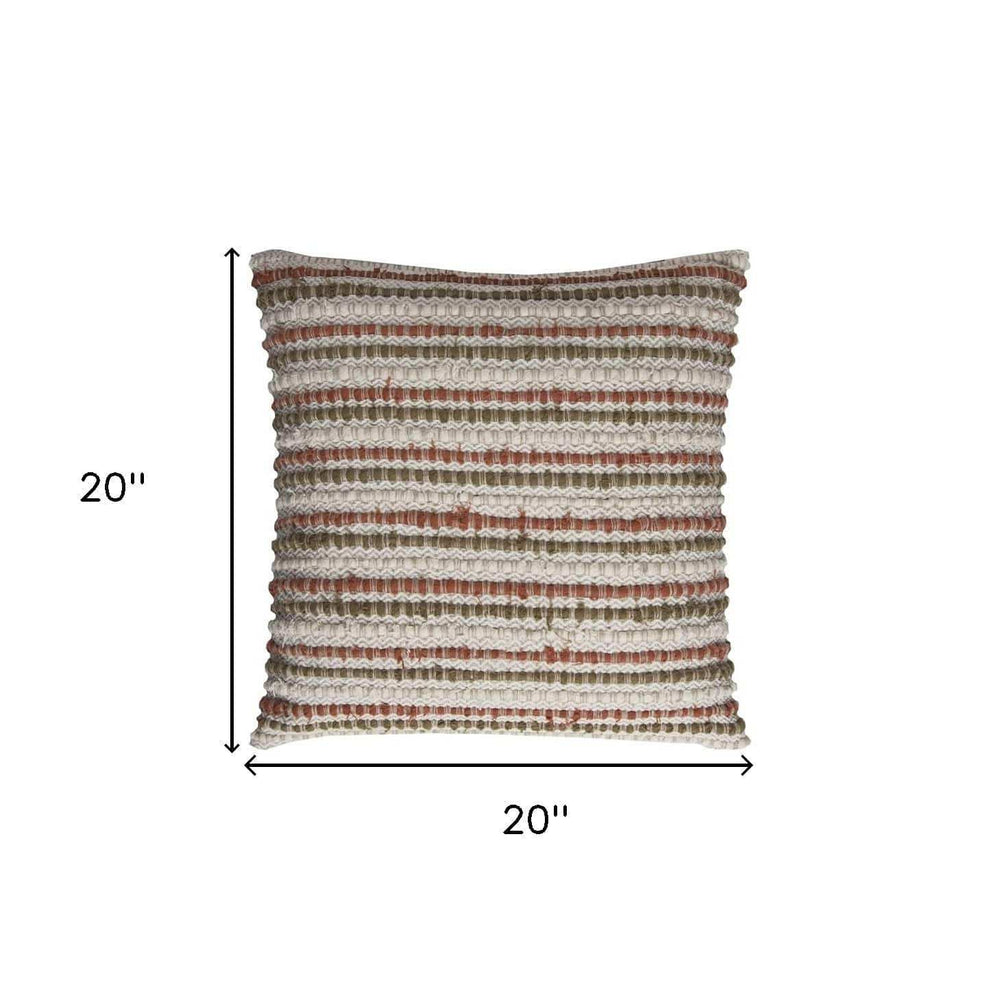 Brown Beige Nubby Texture Bands Throw Pillow - Homeroots - Flyclothing LLC