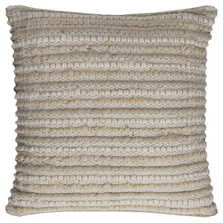 Ivory Beige Nubby Texture Bands Throw Pillow - Homeroots