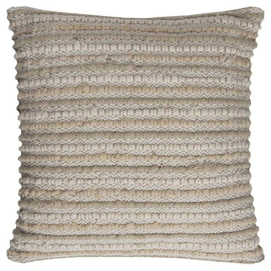 Ivory Beige Nubby Texture Bands Throw Pillow - Homeroots - Flyclothing LLC