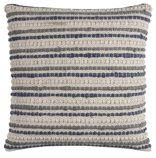 Blue Beige Nubby Texture Bands Throw Pillow - Homeroots