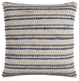 Blue Beige Nubby Texture Bands Throw Pillow - Homeroots