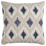 Navy Beige Classic Ikat Pattern Throw Pillow - Homeroots