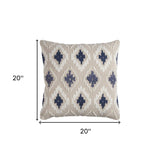 Navy Beige Classic Ikat Pattern Throw Pillow - Homeroots - Flyclothing LLC