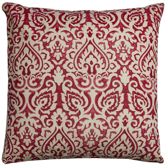 Red Natural Distressed Damask Throw Pillow - Homeroots