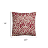 Red Natural Distressed Damask Throw Pillow - Homeroots - Flyclothing LLC