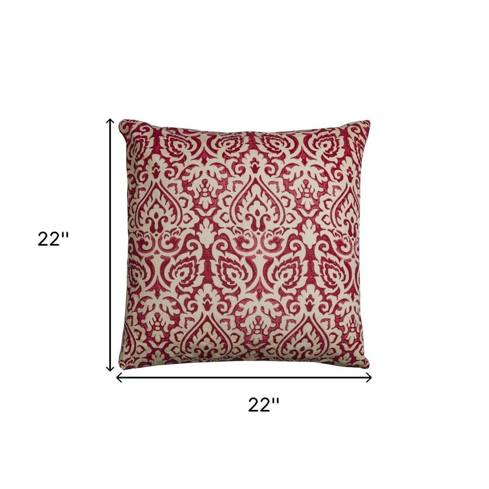 Red Natural Distressed Damask Throw Pillow - Homeroots - Flyclothing LLC