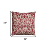 Red Natural Distressed Damask Throw Pillow - Homeroots