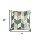 Teal Gold Striped Chevron Throw Pillow - Homeroots - Flyclothing LLC
