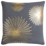 20" Gray and Gold Fireworks Cotton Throw Pillow - Homeroots