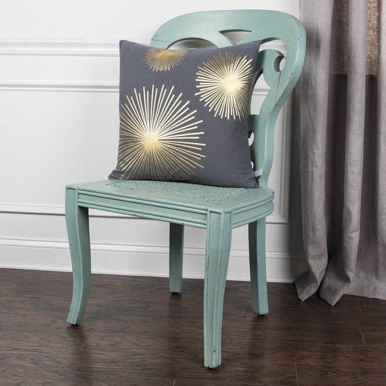 20" Gray and Gold Fireworks Cotton Throw Pillow - Homeroots - Flyclothing LLC