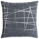 20" Gray and Silver Abstract Linework Cotton Throw Pillow - Homeroots