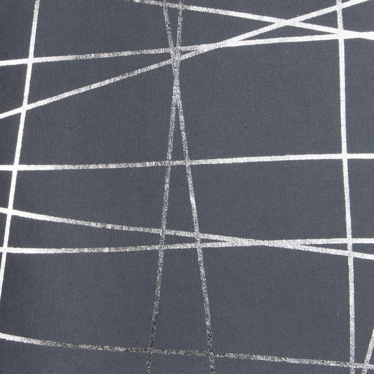 20" Gray and Silver Abstract Linework Cotton Throw Pillow