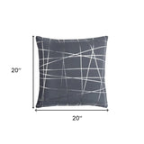 20" Gray and Silver Abstract Linework Cotton Throw Pillow - Homeroots - Flyclothing LLC
