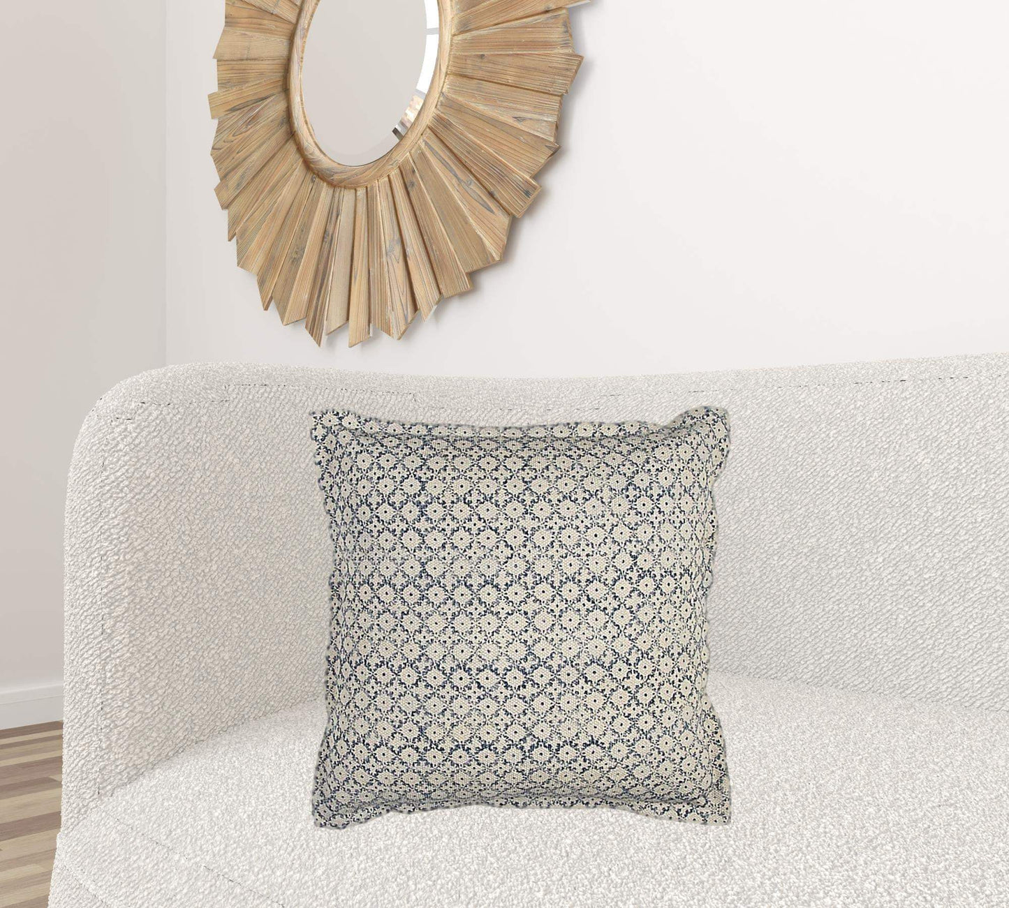 Blue Beige Distressed Block Throw Pillow - Homeroots - Flyclothing LLC