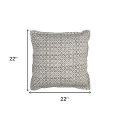 Blue Beige Distressed Block Throw Pillow