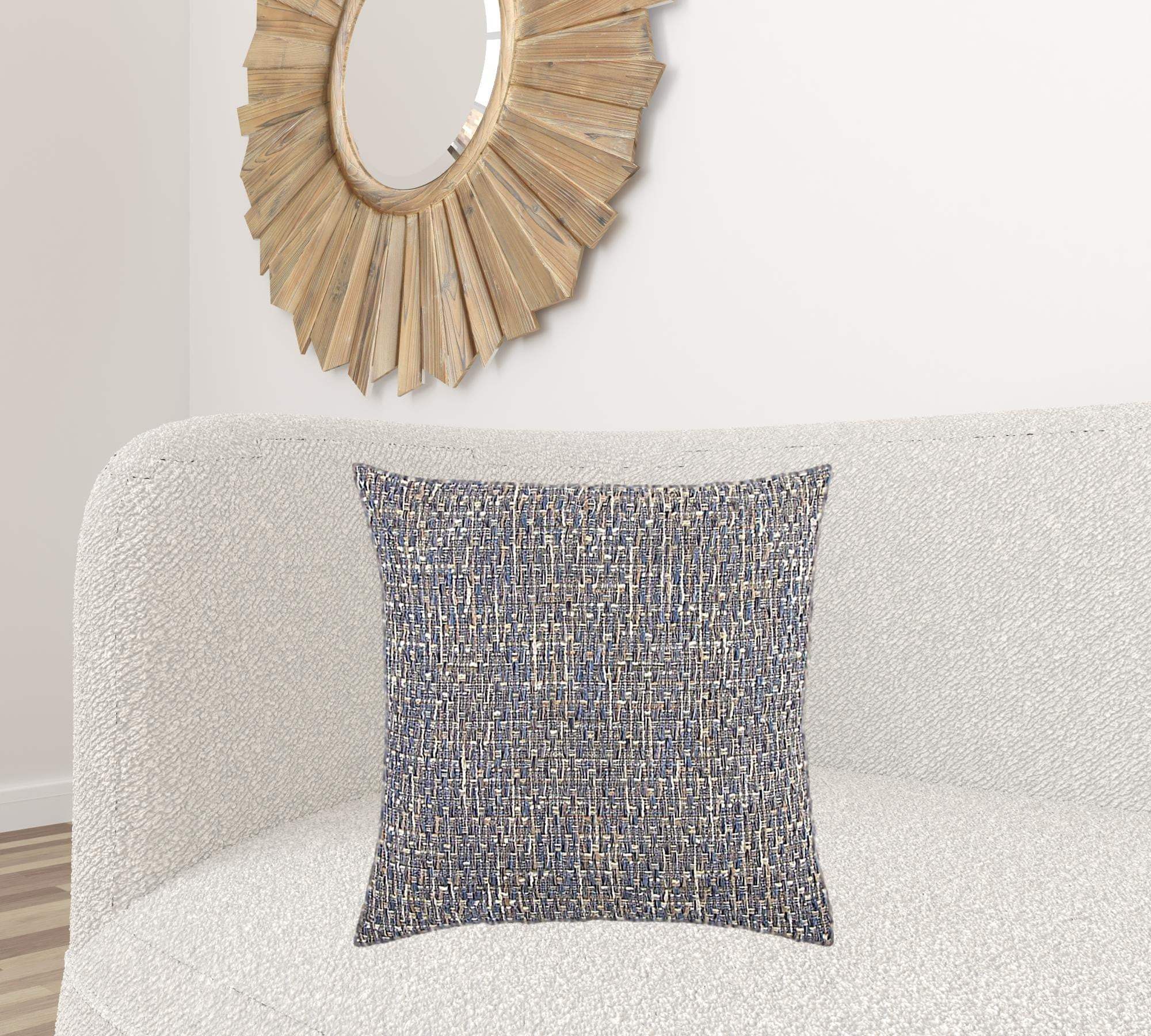 Blue Gray Metallic Nubby Textured Throw Pillow - Homeroots - Flyclothing LLC
