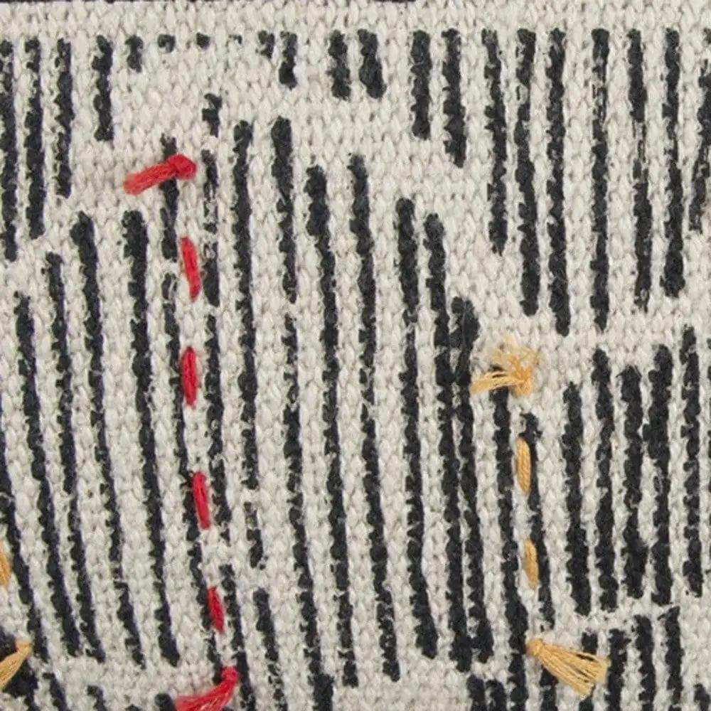 Black White Kantha Stitch and Knots Throw Pillow - Homeroots - Flyclothing LLC
