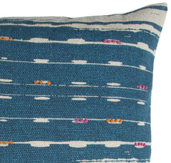 Teal White Kantha Stitch and Knots Throw Pillow - Homeroots