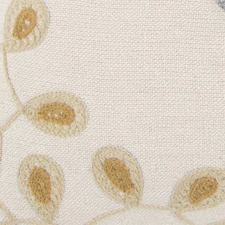 Ivory Navy Embroidered Tassel Throw Pillow - Homeroots - Flyclothing LLC