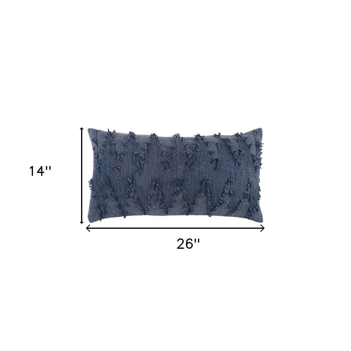 14" X 26" Indigo Cotton Throw Pillow - Homeroots - Flyclothing LLC