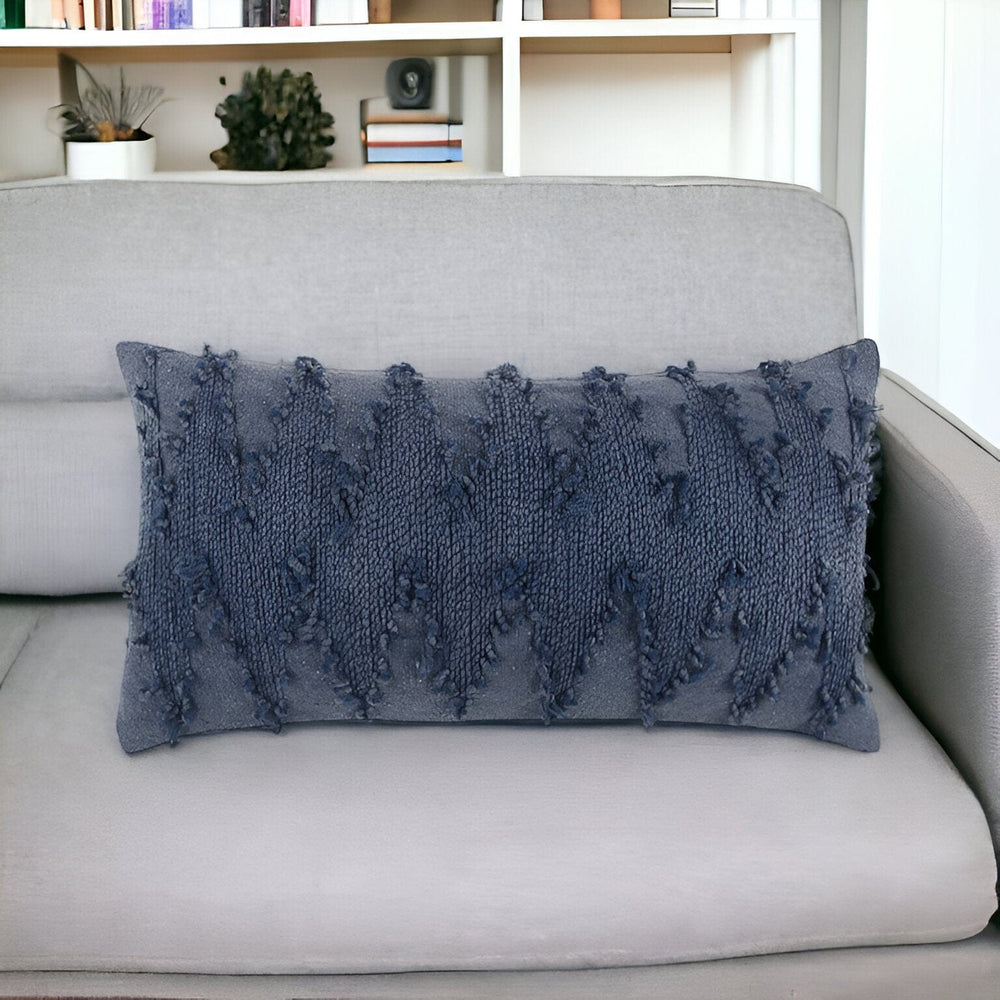 14" X 26" Indigo Cotton Throw Pillow - Homeroots - Flyclothing LLC