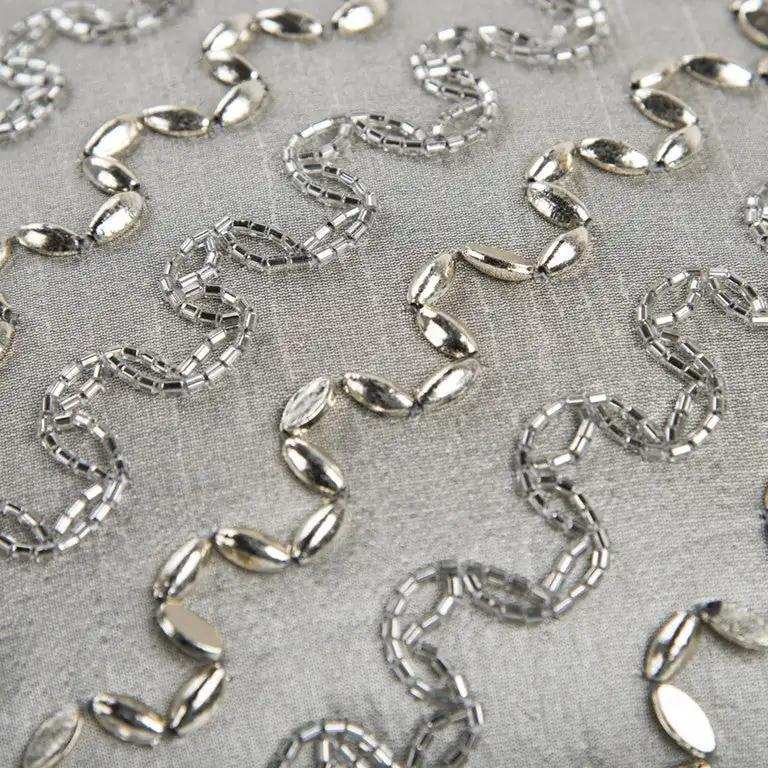 Lux Silver and Gold Beaded Chevron Throw Pillow - Homeroots - Flyclothing LLC