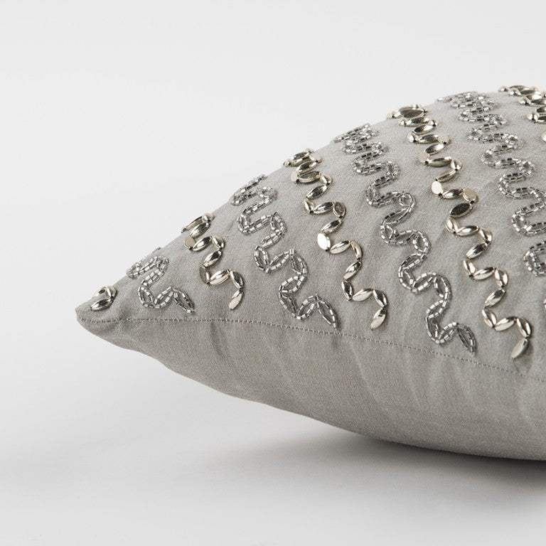 Lux Silver and Gold Beaded Chevron Throw Pillow - Homeroots - Flyclothing LLC