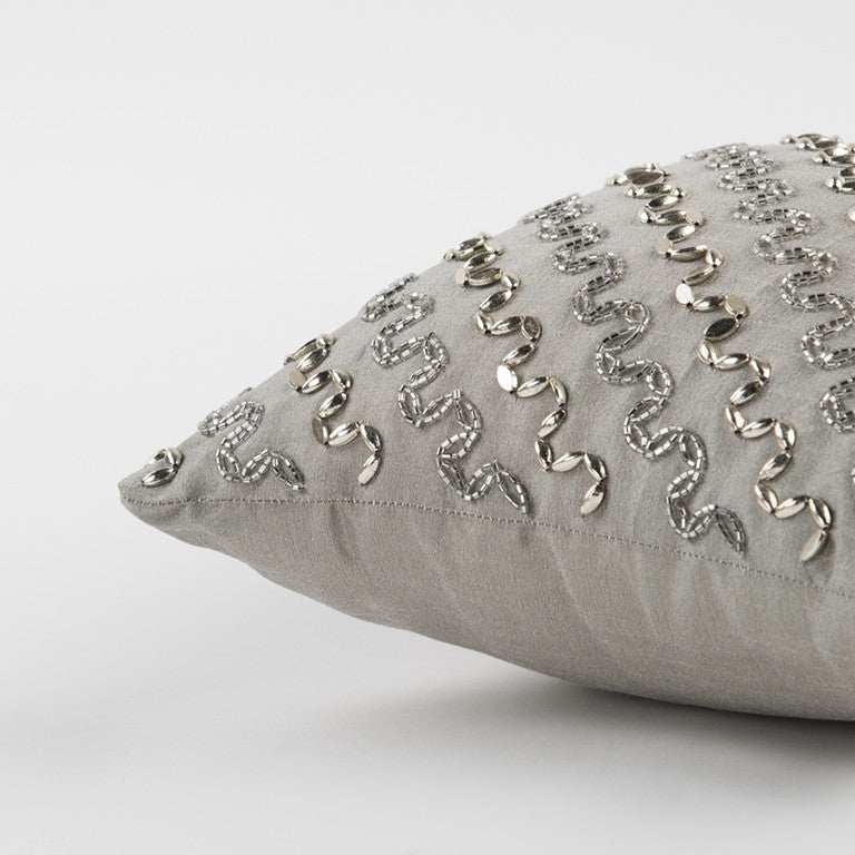 Lux Silver and Gold Beaded Chevron Throw Pillow - Homeroots - Flyclothing LLC