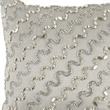 Lux Silver and Gold Beaded Chevron Throw Pillow - Homeroots - Flyclothing LLC