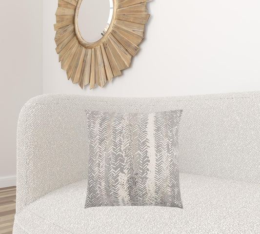 Gray Silver Metallic Tonal Print Throw Pillow - Homeroots