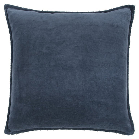 Indigo Solid Pearl Beaded Edge Throw Pillow