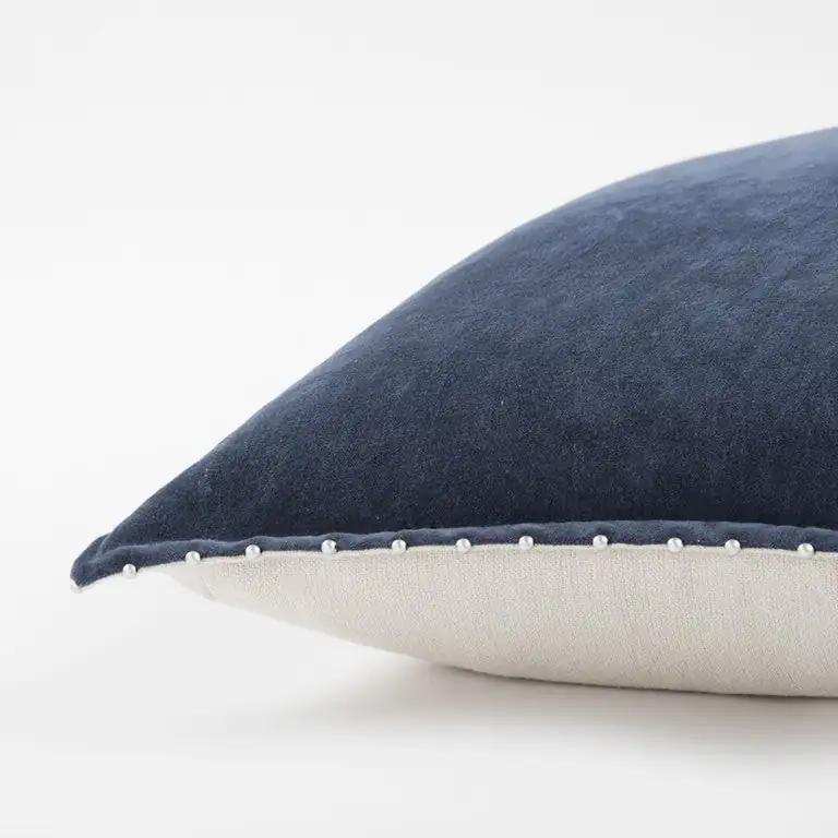 Indigo Solid Pearl Beaded Edge Throw Pillow - Homeroots - Flyclothing LLC