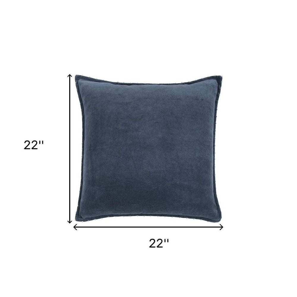 Indigo Solid Pearl Beaded Edge Throw Pillow - Homeroots - Flyclothing LLC